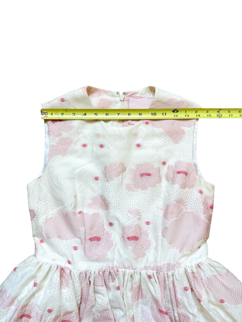 Simone Rocha H&M White and Pink Floral Jacquard Party Dress - Picture 9 of 11